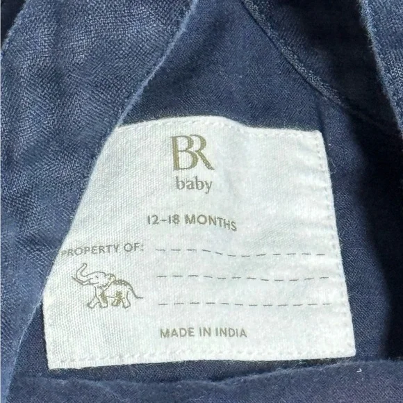 Banana Republic Baby 12-18 Month Navy Blue Linen Embroidered Jumper - Picture 4 of 13